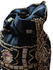 Indische ethnische Potli-Tasche mit Spiegelarbeit | Handtasche | Geldbörse für Partyhochzeiten und Geschenke | Spiegelpotli für Frauen | Schmuckgeldbörse für Schwarze