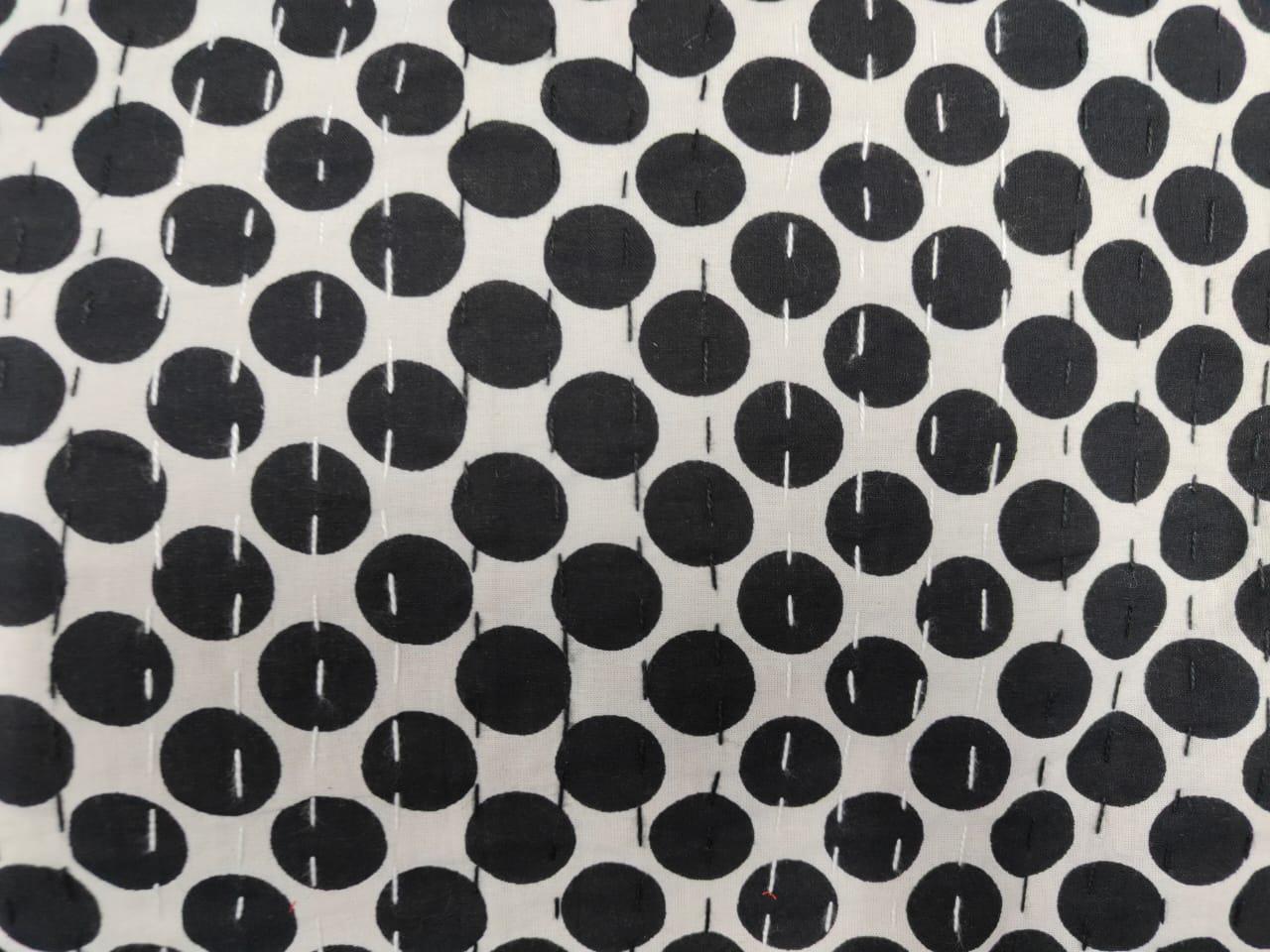 Handgemachte indische Kantha-Steppdecke, Kantha-Decke, Überwurf, Kantha, handgenähte Tagesdecke, Überwurf, Doppelgröße, Palka Dots Print