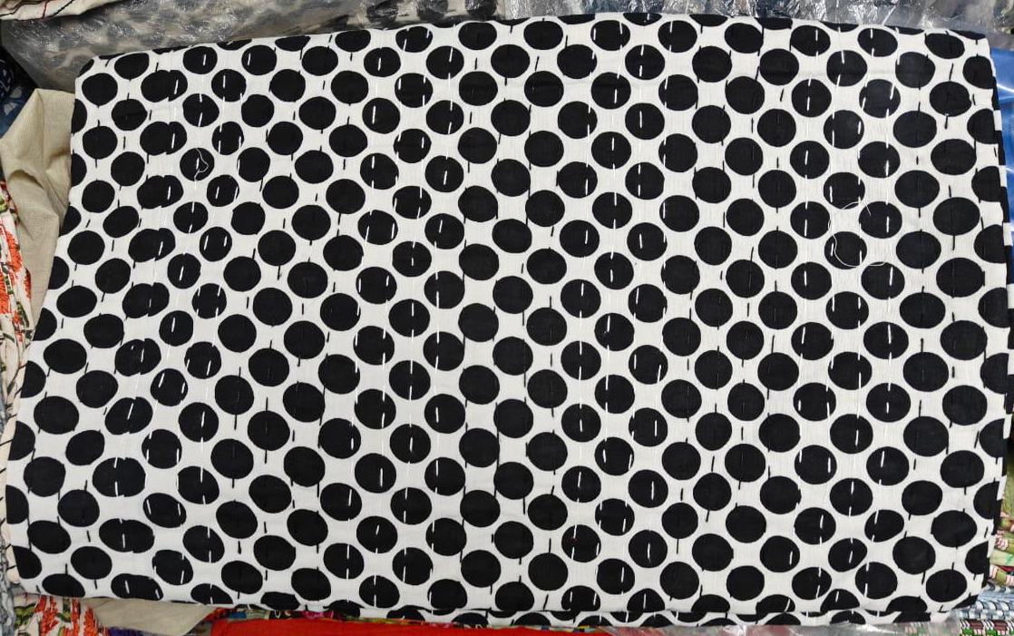 Handgemachte indische Kantha-Steppdecke, Kantha-Decke, Überwurf, Kantha, handgenähte Tagesdecke, Überwurf, Doppelgröße, Palka Dots Print