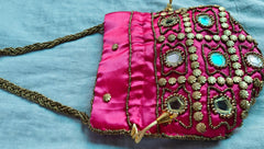 Potli-Tasche mit Spiegelarbeit, indische Ethno-Tasche, Handtasche, Geldbörse für Partys, Hochzeiten und Geschenke für Frauen, Spiegel-Potli, Schmuck-Geldbörse für Frauen, Farbe Rosa