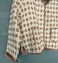 Cotton Handmade Kantha Jacket – Floral Print Quilted Reversible Coat & Kimono for Women