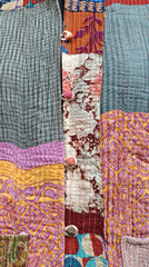 Handgemachte Kantha-Jacke aus Baumwolle, Seiden-Patchwork-Damenkleidung, gesteppter Wendemantel-Kimono, indischer Blockdruck, Vintage-Boho-Weste,