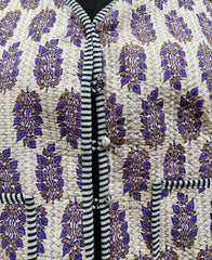 Hand Block Cotton Kantha Jacket – Handmade Quilted Reversible Floral Print Coat for Women
