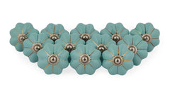 Türkis Blumenmuster Boho Hippie bemalt Keramik Knöpfe Schublade ziehen Griff Küche Set poliert Schublade Schrank Knopf ziehen