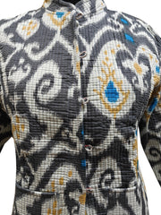 Quilted Reversible Hand Block Printed Boho Floral Jacket – Indian Vintage Handmade Full Sleeve Coat for Women