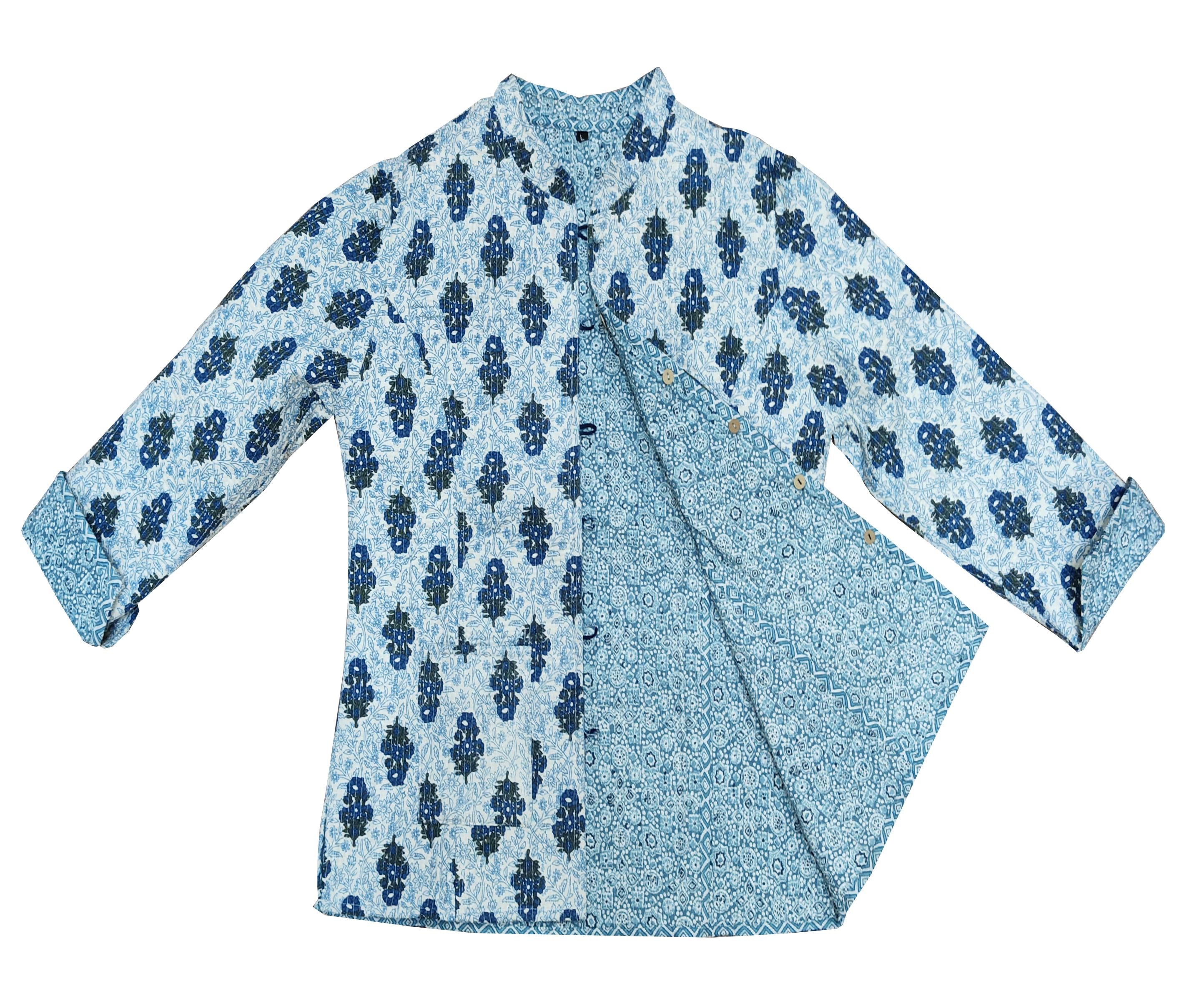 Quilted Reversible Hand Block Printed Boho Jacket – Indian Vintage Handmade Full Sleeve Coat for Women