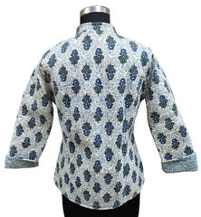 Quilted Reversible Hand Block Printed Boho Jacket – Indian Vintage Handmade Full Sleeve Coat for Women