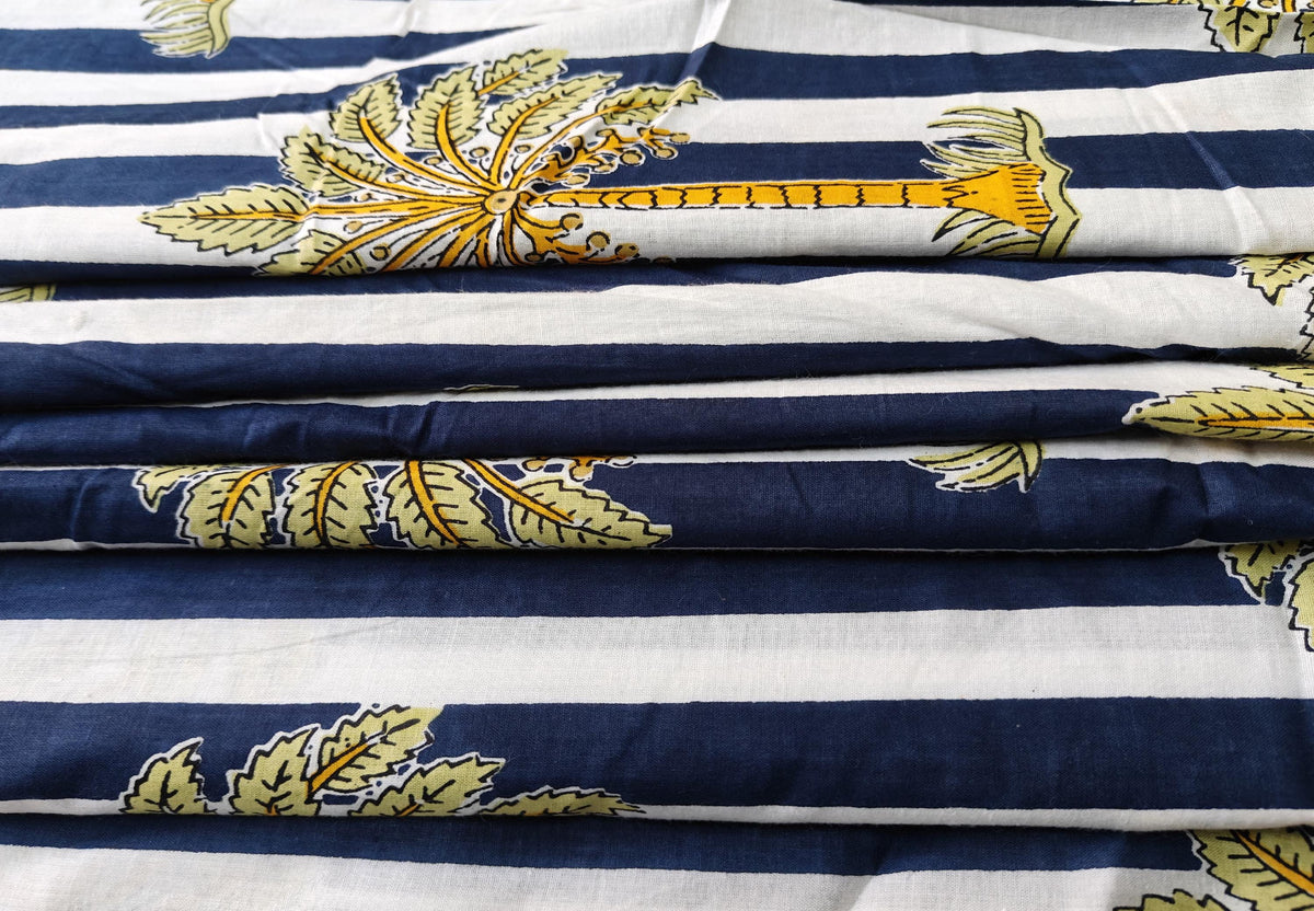 Indischer Palmendruck, Boho-Stoff, bedruckt, 100 % Baumwollstoff, Stoff von 5 Metern, Stoff für Vorhänge, Kissen, Kleiderherstellung