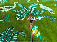 Indian Green Jungle Print Velvet Fabric – Cotton Velvet Upholstery Fabric by Yard