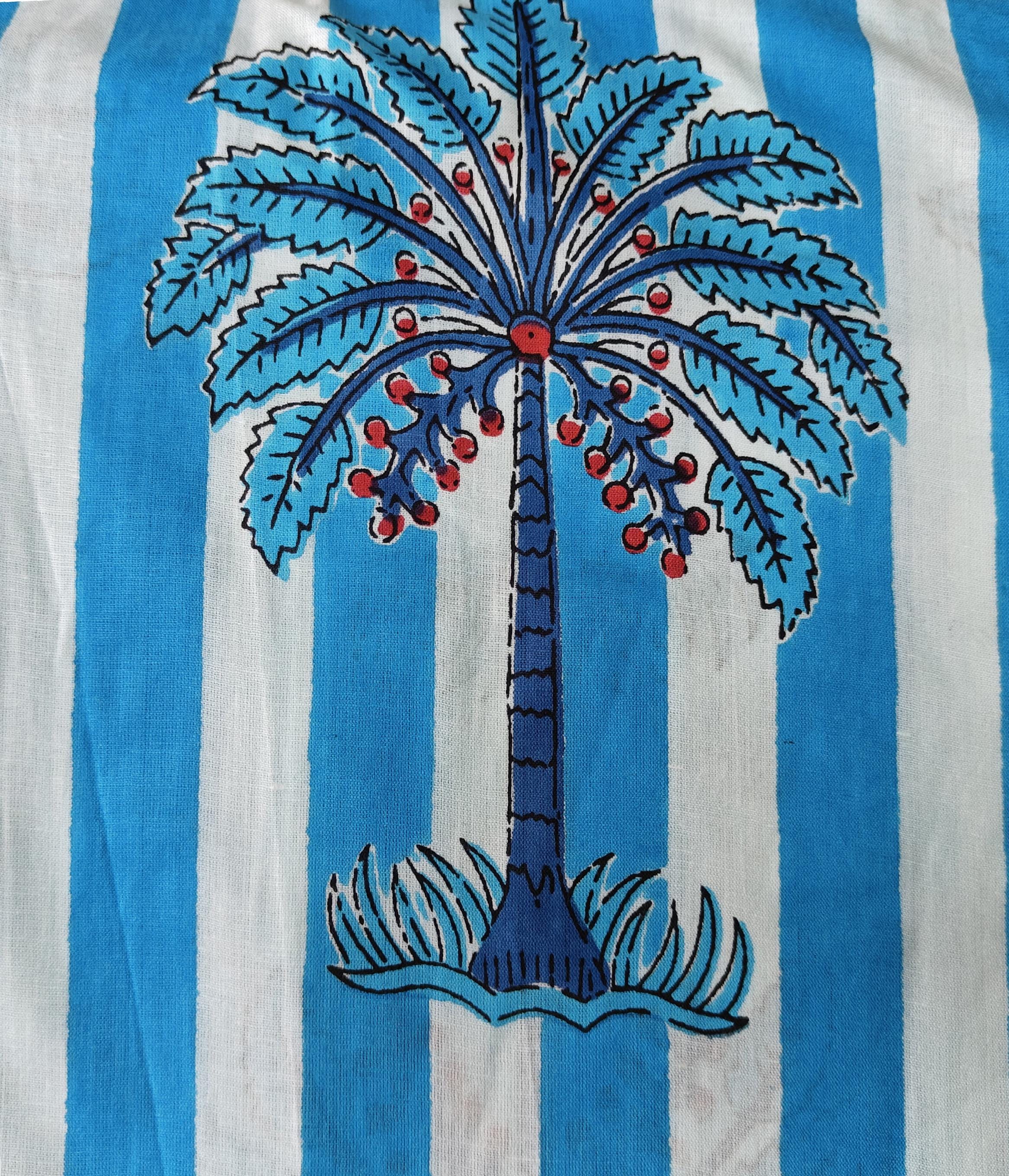 Indian Palm Tree Print Boho Fabric – 100% Cotton by 5 Yard for Curtains & Dresses