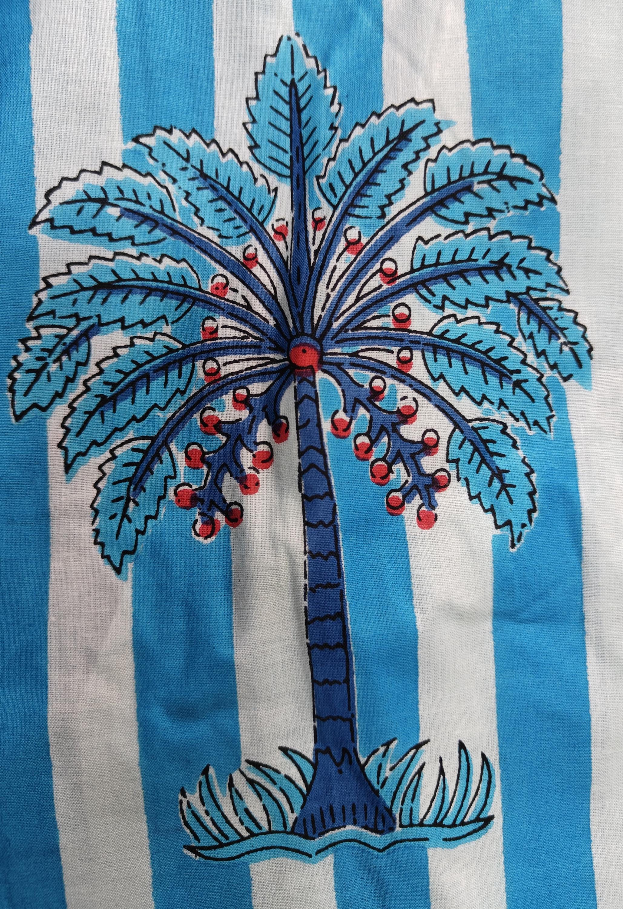 Indian Palm Tree Print Boho Fabric – 100% Cotton by 5 Yard for Curtains & Dresses