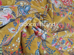 Indian Floral Print Velvet Fabric – Cotton Velvet by Yard & Meter for Upholstery & Table Cloth
