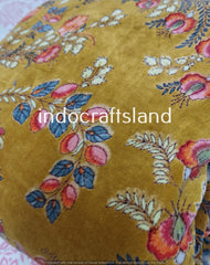 Indian Floral Print Velvet Fabric – Cotton Velvet by Yard & Meter for Upholstery & Table Cloth