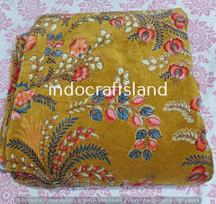 Indian Floral Print Velvet Fabric – Cotton Velvet by Yard & Meter for Upholstery & Table Cloth