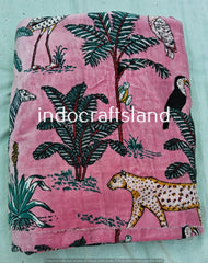 Samtstoff Samtstoff Bulk Stock Baumwollsamt Stoff Polsterstoff Meterware Indischer Rosa Dschungeldruck Samtstoff für Tischdecke