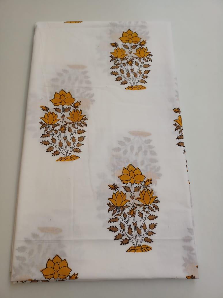 Indischer Handblock-Blumendruck, Boho-Stoff, bedruckt, 100 % Baumwollstoff, Stoff von 5 Metern, Stoff für Vorhänge, Kissen, Kleiderherstellung