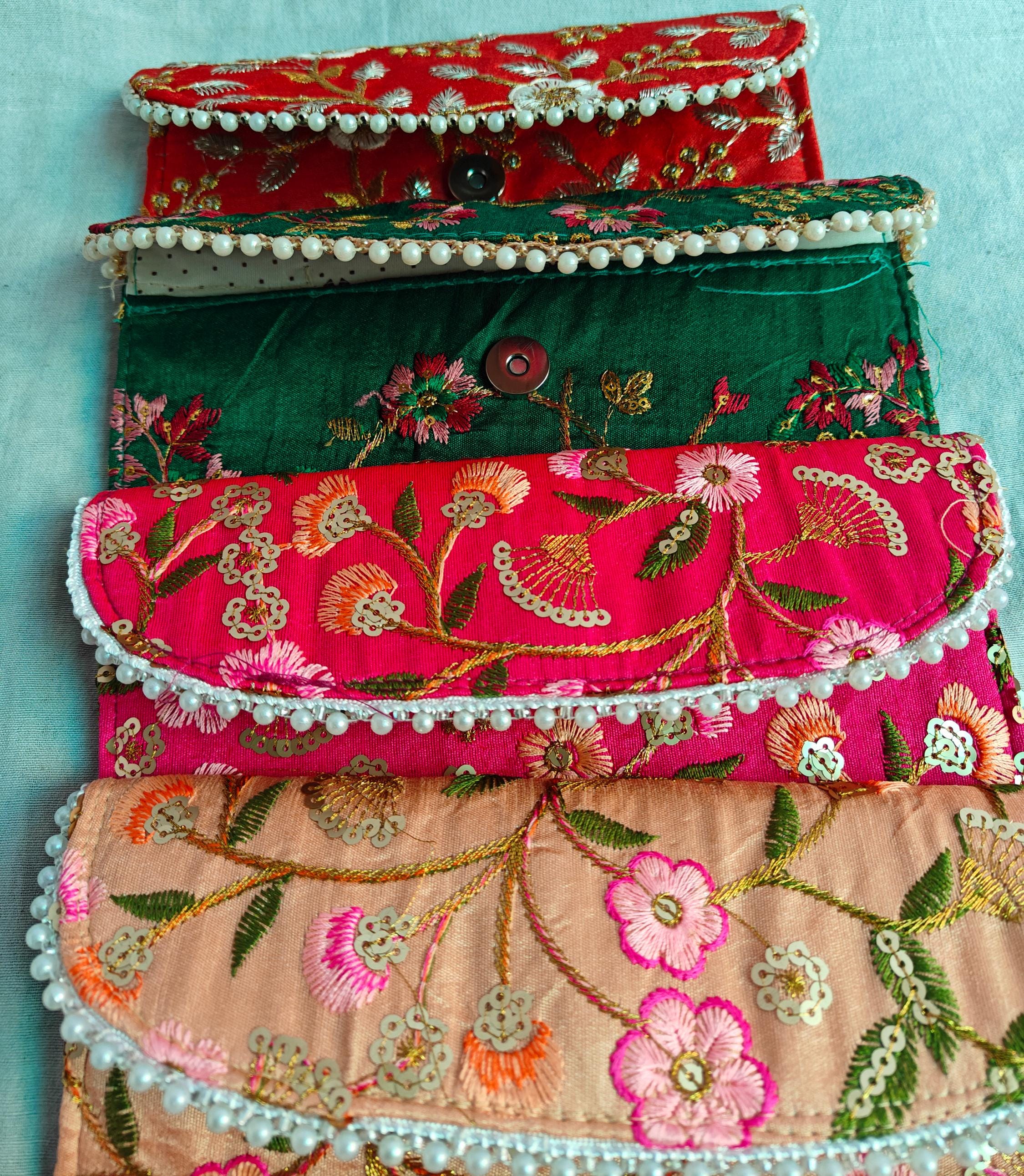 Lot of Mixed Indian Handmade Women’s Embroidered Mobile Clutch Pouches – Wedding Favor Gifts