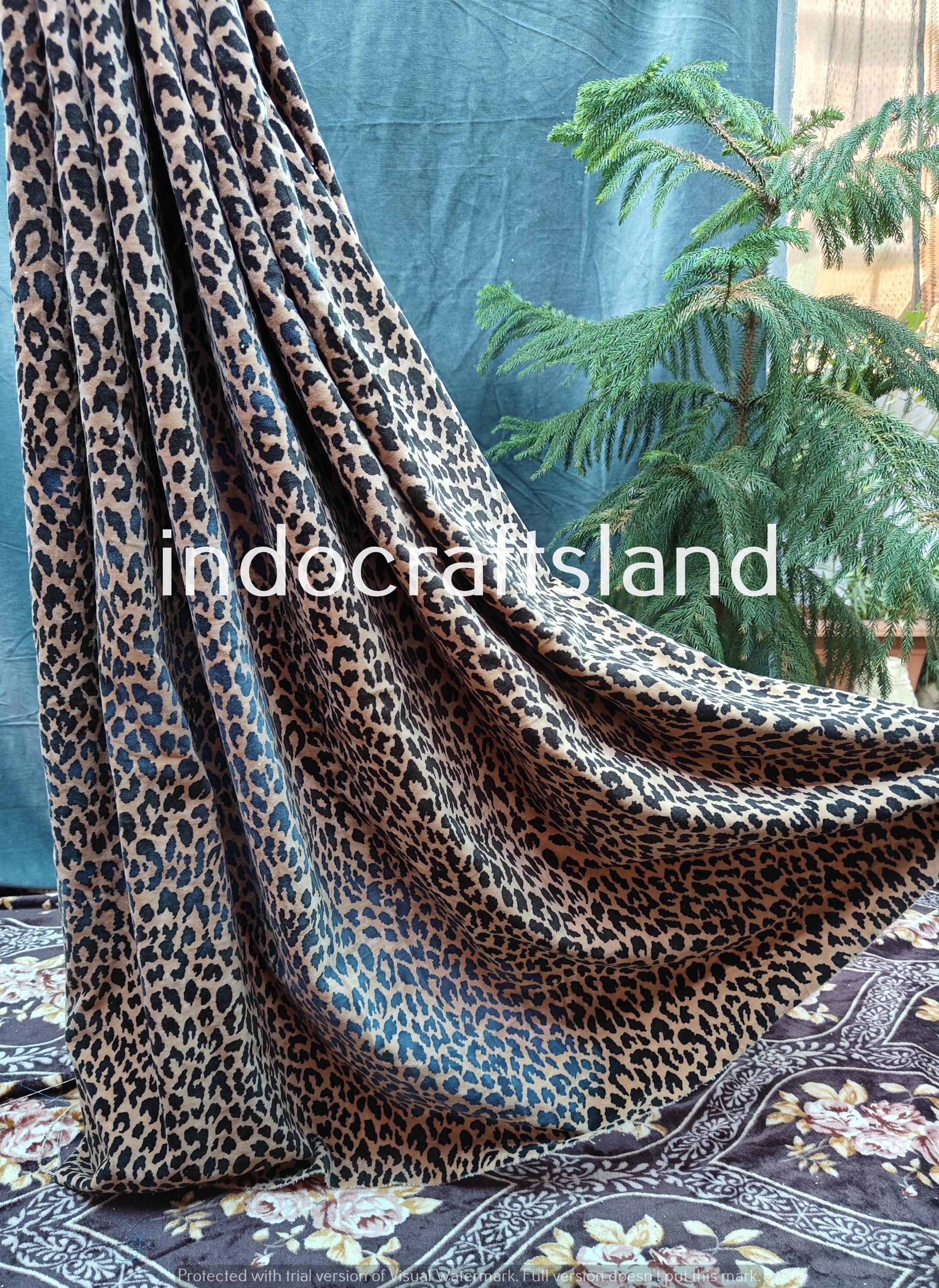 Indian Cotton Velvet Curtain – Cat Print Fabric for Stylish Home Decor