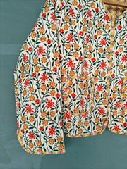 Cotton Handmade Kantha Jacket – Floral Print Quilted Reversible Coat & Kimono for Women