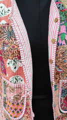 Cotton Handmade Kantha Jacket – Quilted Reversible Patchwork Print Coat & Kimono for Women