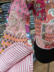 Cotton Handmade Kantha Jacket – Quilted Reversible Patchwork Print Coat & Kimono for Women