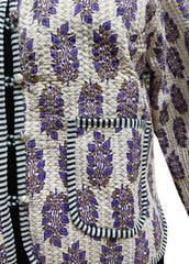 Hand Block Cotton Kantha Jacket – Handmade Quilted Reversible Floral Print Coat for Women