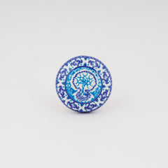Türkisfarbenes Blumendesign, Boho-Hippie, bemalte Keramikknöpfe, Schubladengriffe, Küchenset, polierter Schubladenschrankknopf, blaue Farbe