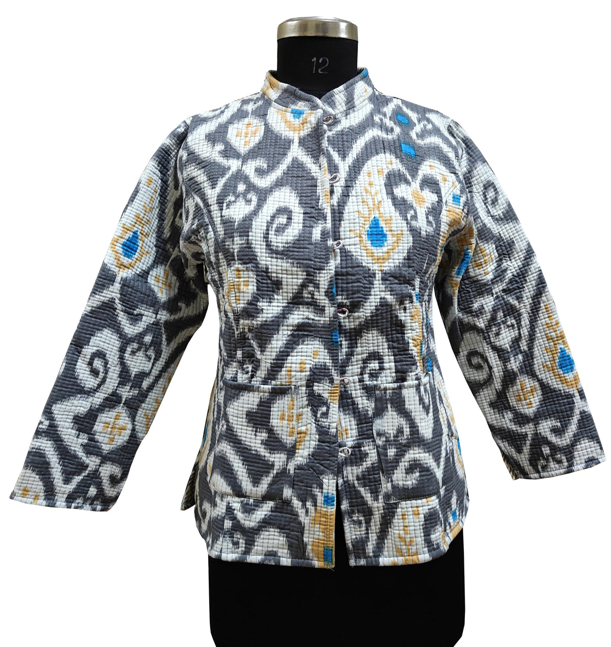 Quilted Reversible Hand Block Printed Boho Floral Jacket – Indian Vintage Handmade Full Sleeve Coat for Women