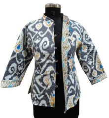 Quilted Reversible Hand Block Printed Boho Floral Jacket – Indian Vintage Handmade Full Sleeve Coat for Women