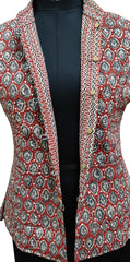Quilted Reversible Hand Block Printed Boho Jacket – Indian Vintage Handmade Full Sleeve Coat with Floral Arts