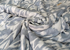 Indischer Grauer Ikat-Druck, Boho-Stoff, bedruckt, 100 % Baumwolltuch, Stoff um 5 Meter, Stoff für Vorhänge, Kissen, Kleiderherstellung