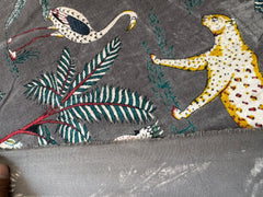 Indian Gray Jungle Print Velvet Fabric – Cotton Velvet by Yard & Meter for Upholstery & Table Cloths