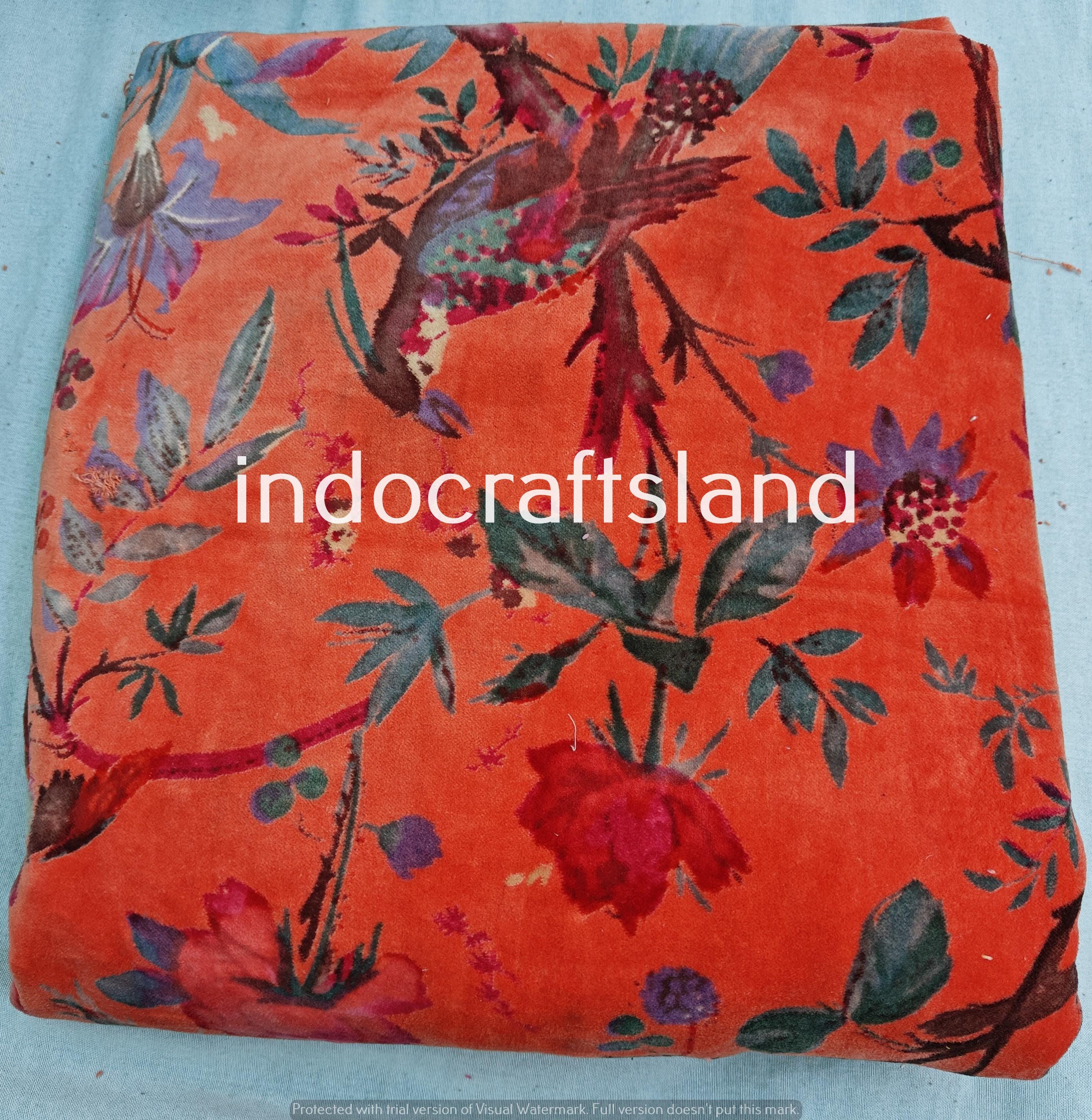 Samtstoff Samtstoff Bulk Stock Baumwollsamtstoff Polsterstoff Meterware Indischer Blumendruck Samtstoff für Tischdecke Boho