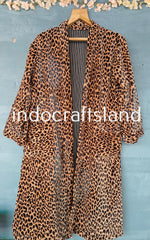 Long Velvet Kimono Robe – Leopard Print Bridesmaid & Resort Wear Coat
