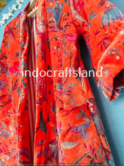 Luxury Velvet Unisex Robe Kimono – Reversible Boho Jacket in Elegant Gray Lilac & Orange