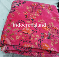 Samtstoff Samtstoff Bulk Stock Baumwollsamtstoff Polsterstoff Meterware Indischer Rosa Blumendruck Samtstoff für Tischdecke