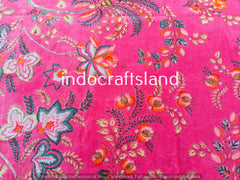 Samtstoff Samtstoff Bulk Stock Baumwollsamtstoff Polsterstoff Meterware Indischer Rosa Blumendruck Samtstoff für Tischdecke
