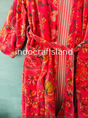 Pink Long Velvet Jacket – Boho Kimono Robe for Bridesmaid & Resort Wear