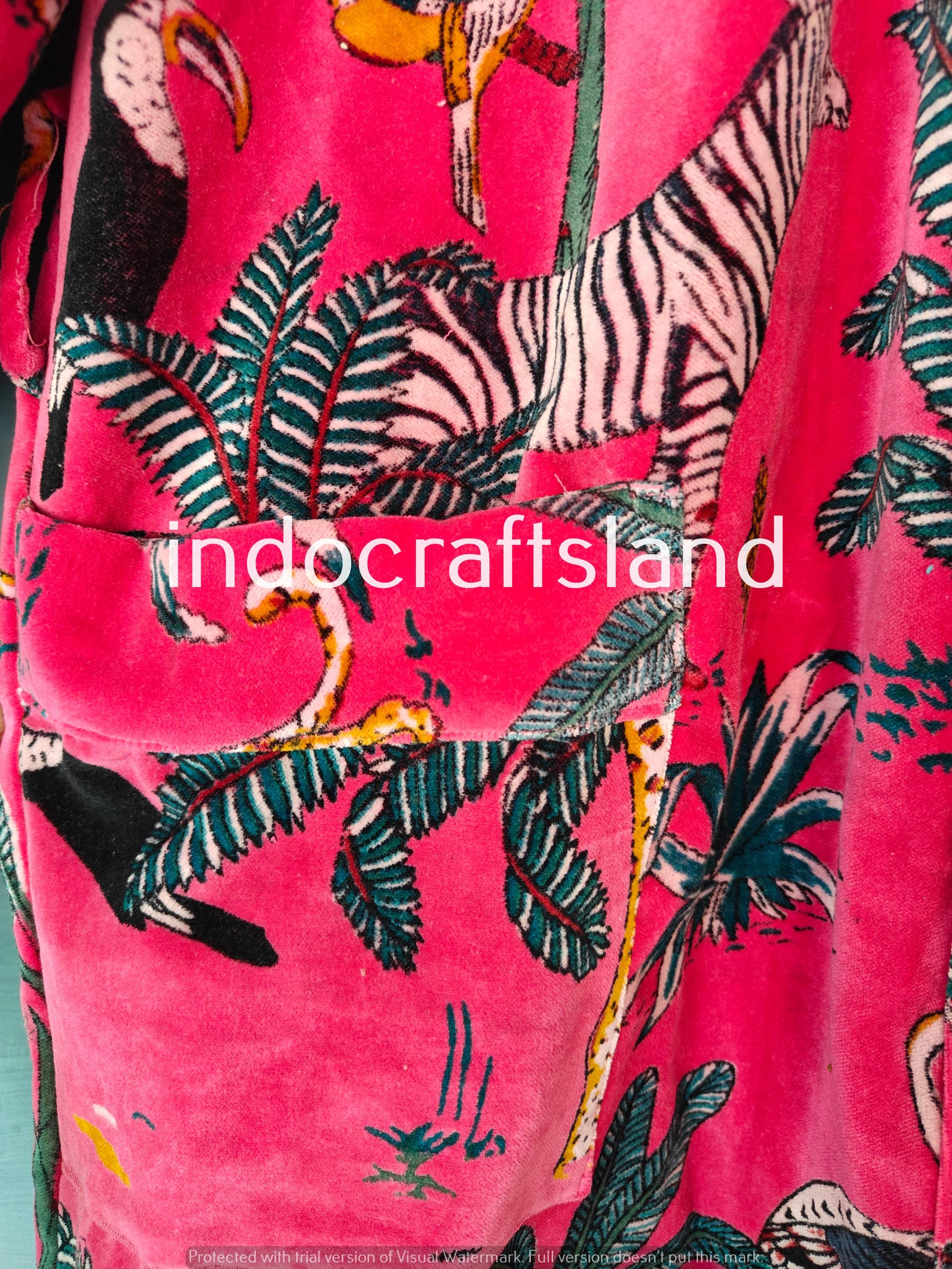 Handmade Indian Floral Velvet Jacket – Boho Kimono Robe for Bridesmaid & Resort Wear