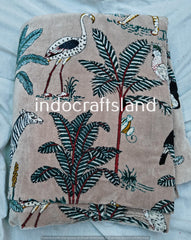 Samtstoff Samtstoff Bulk Stock Samtstoff Polsterstoff Meterware Indischer Beige Dschungeldruck Samtstoff für Tischtuch Boho