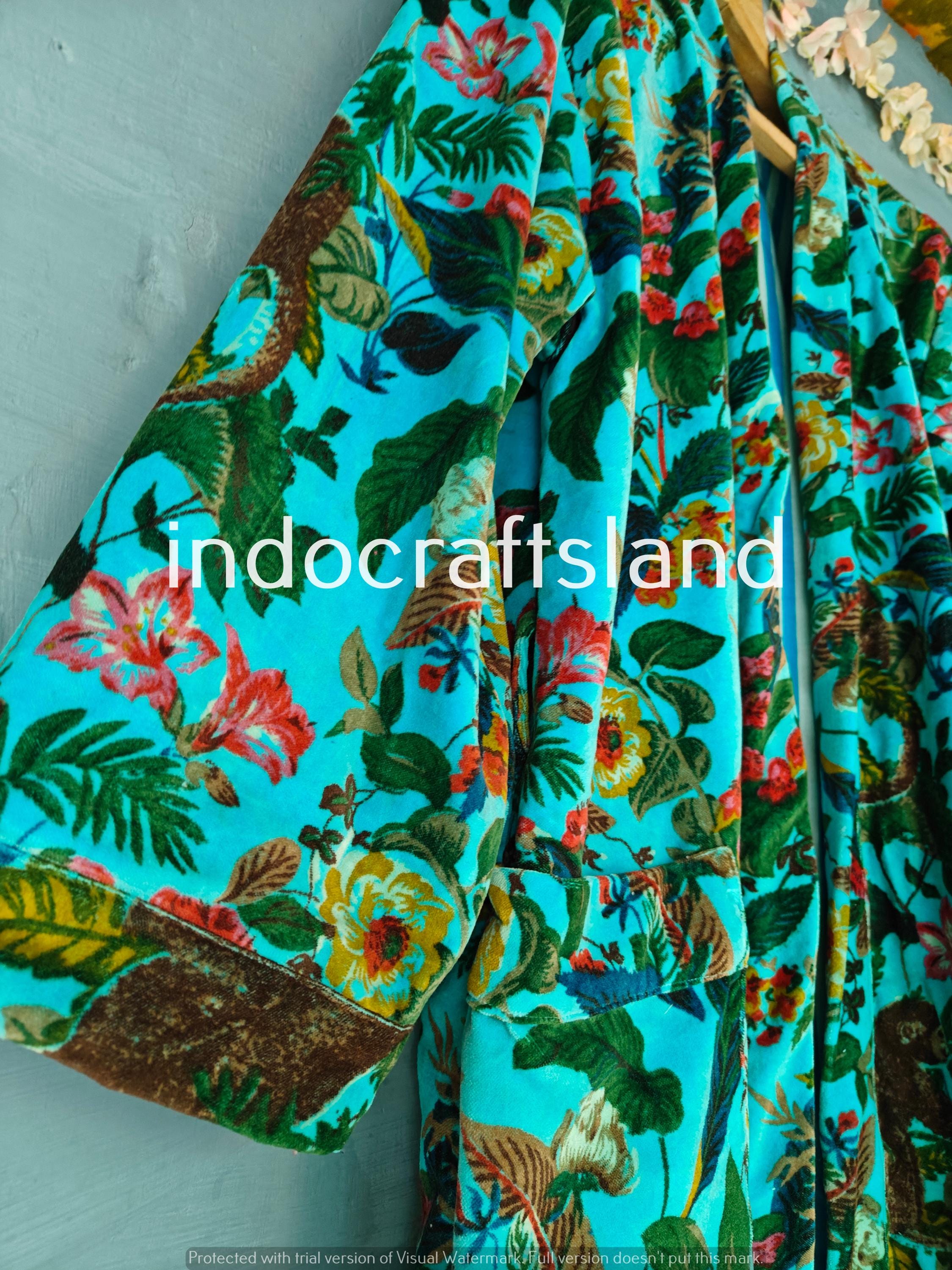 Long Velvet Jacket – Boho Kimono Robe for Bridesmaid, Resort & Vacation Wear