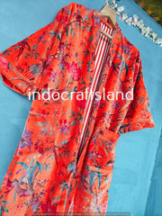 Luxury Velvet Unisex Robe Kimono – Reversible Boho Jacket in Elegant Gray Lilac & Orange