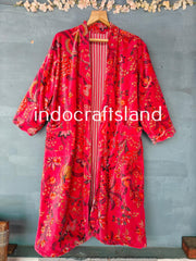 Pink Long Velvet Jacket – Boho Kimono Robe for Bridesmaid & Resort Wear