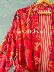 Pink Long Velvet Jacket – Boho Kimono Robe for Bridesmaid & Resort Wear