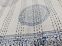 Indischer Handblockdruck Kantha Quilt, Kantha Decke, Überwurf, Kantha, handgenähte Tagesdecke, Überwurf Einzel-/Doppelgröße