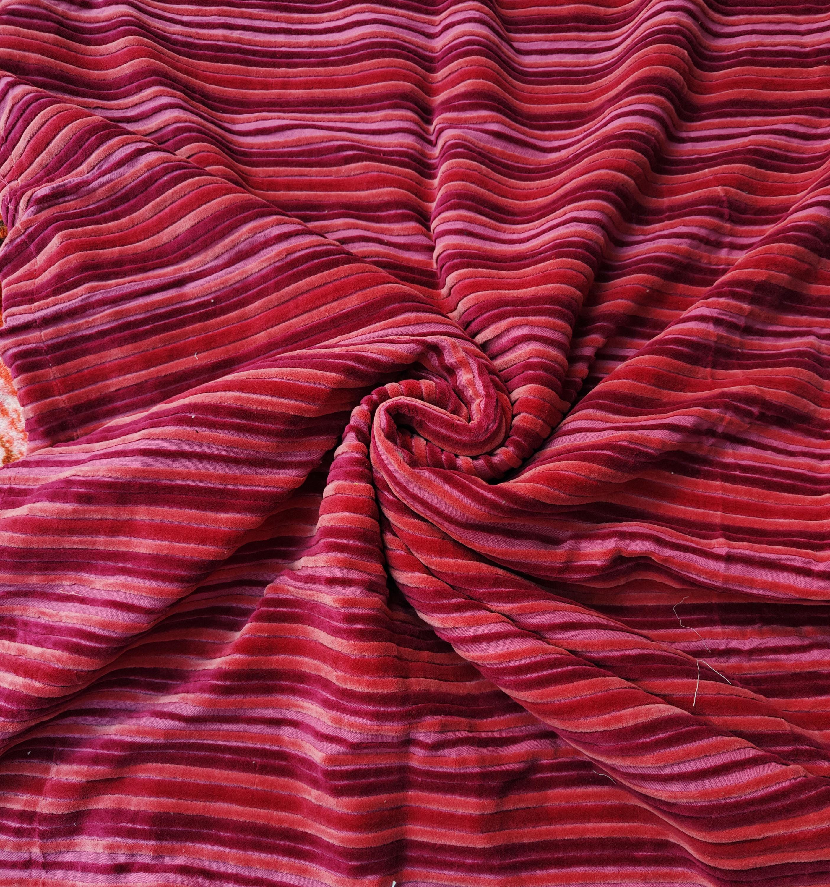 Indian Soft Luxury Velvet Floral Print Fabric Upholstery Dressmaking Sewing Fabric, Cotton Velvet Sewing Soft Fabric Hot pink