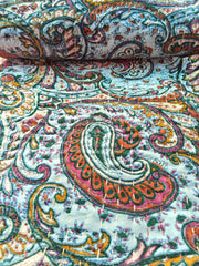 Indischer Samt-Kantha-Quilt, Samt und Baumwolle, Einzelgröße, wendbar, bedruckt, Kantha, Bohemian-Kantha-Tagesdecke, Bettüberwurf