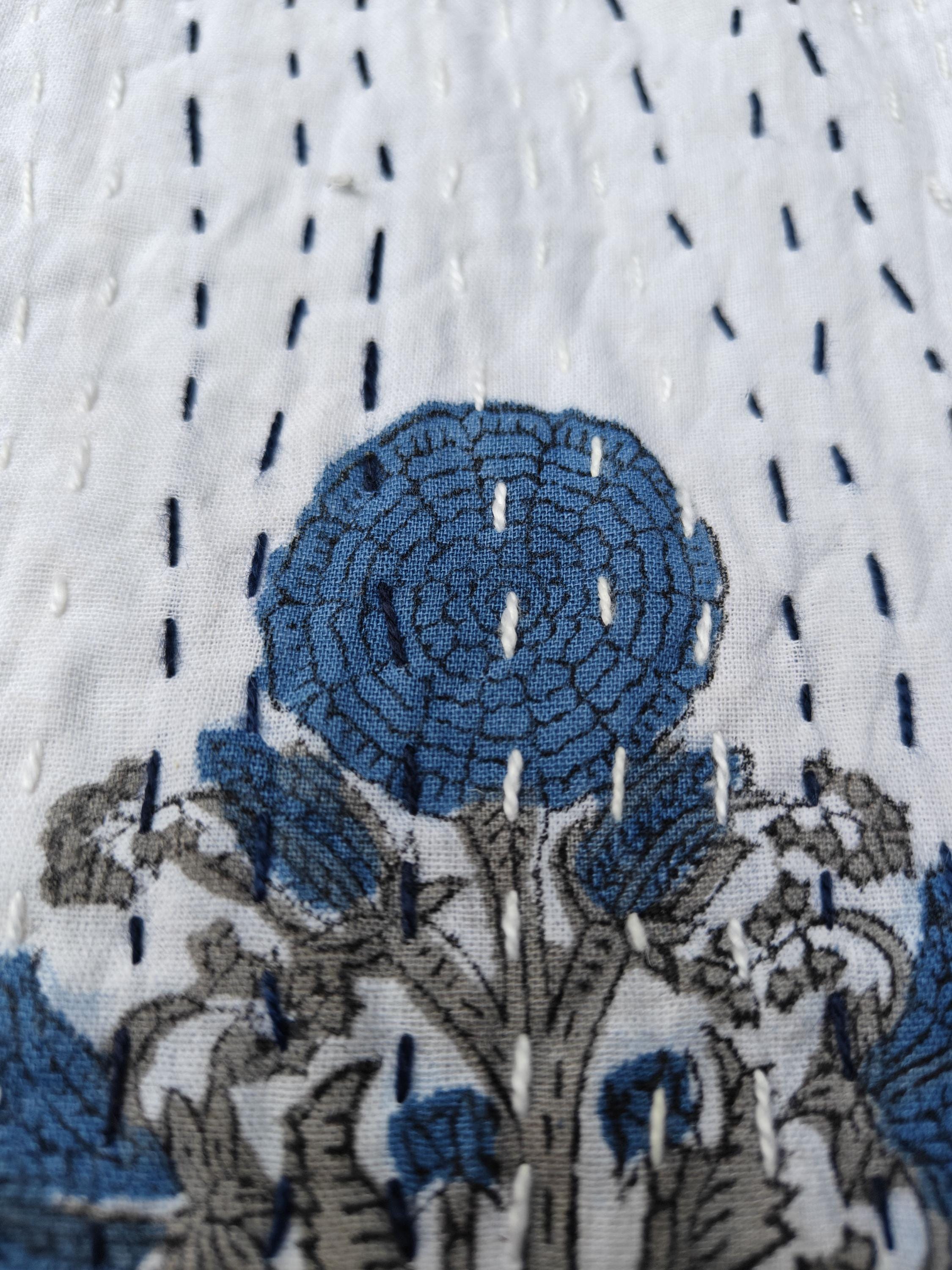 Indian Kantha Quilt Hand Block Print Kantha Throw Boho Gudari Blanket Bedspread Kantha Bed Cover Bohemian Quilt Queen Size Quilt