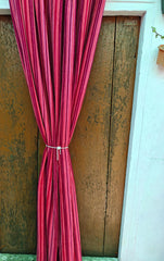 Indian Cotton Velvet Curtain, hot Pink Lining Design Curtain, Boho Curtain, Luxury Drapes, Housewarming Gift Colorful Decor