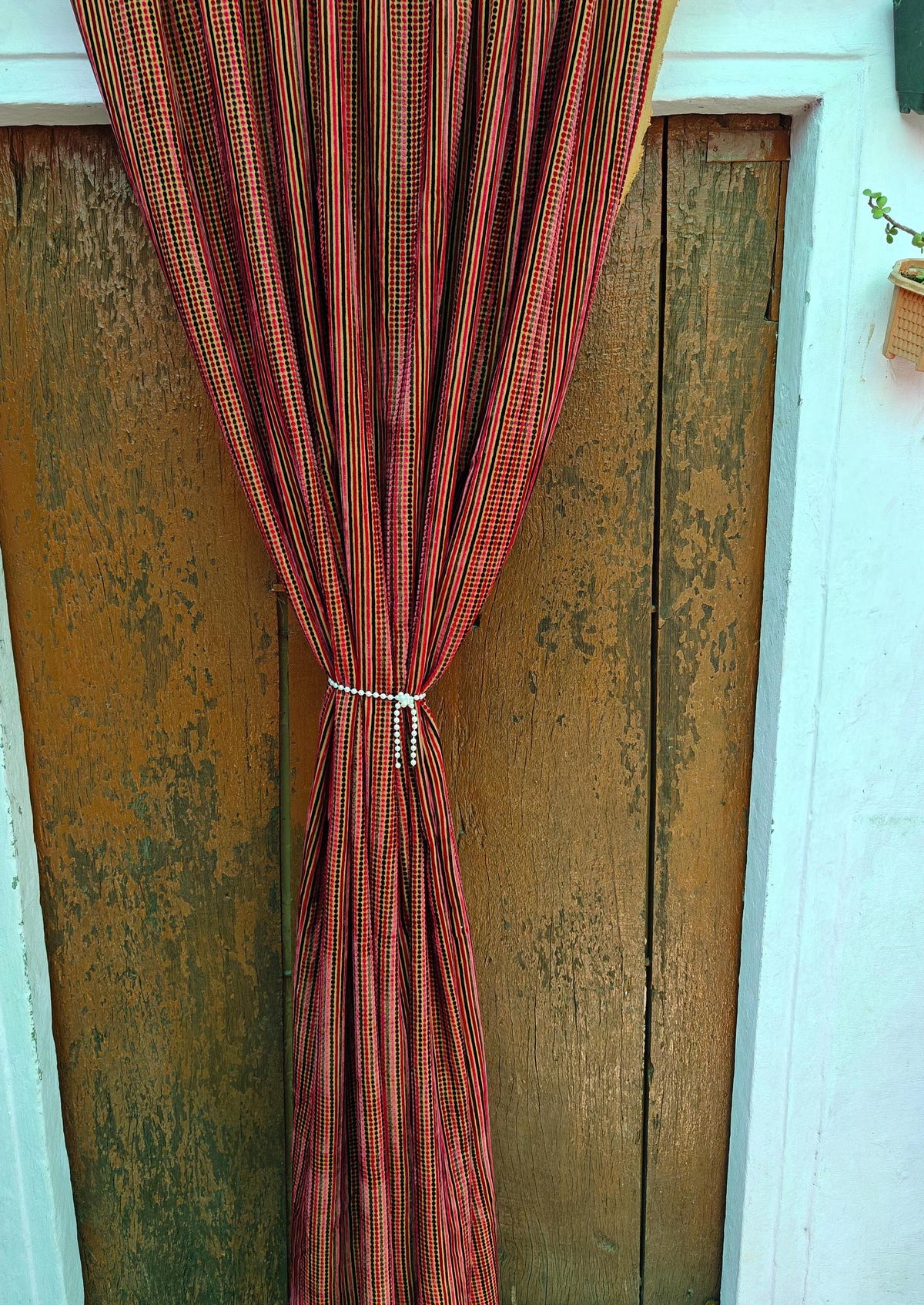 Indian Cotton Velvet Curtain, Dots Print Curtain, Boho Curtain, Luxury Drapes, Housewarming Gift Colorful Decor